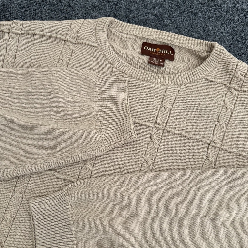 Oak Hill Men's Cable Knit Crewneck Sweater‎ Beige Size 2XLT Business Office
